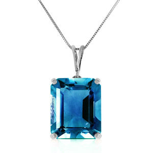 14K. SOLID GOLD NECKLACE WITH OCTAGON BLUE TOPAZ (White Gold)